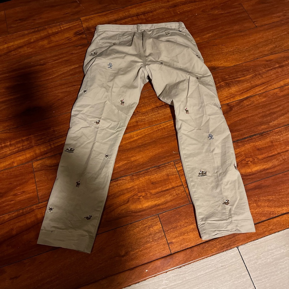 Men's Tan Embroidered Pants